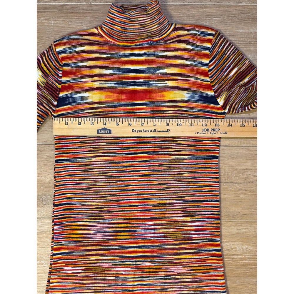 Vintage Collage Space Dye Turtleneck Sweater Multicolor Striped Acrylic Knit Am - Picture 5 of 8